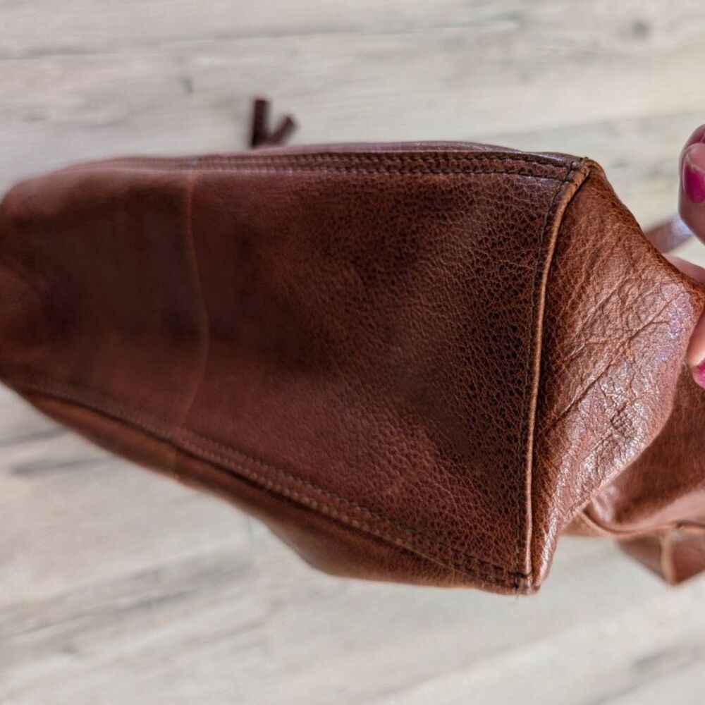 Spikes & Sparrow Leather Shoulder Bag Brown Cognac (B8) - Picture 5 of 12